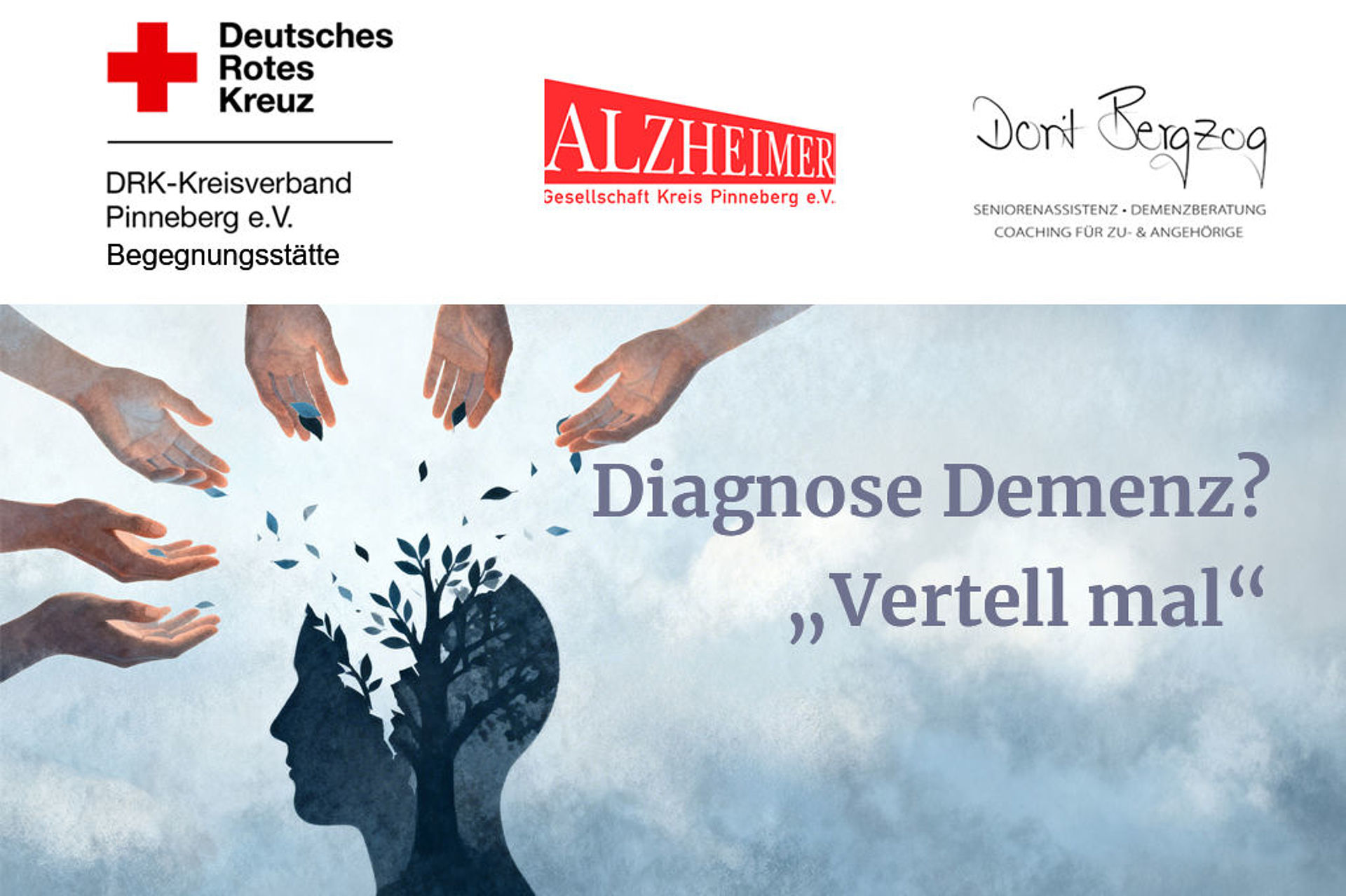 Das Bild zeigt die Logos des DRKs, der Seniorenassistenz Dorit Bergzog und der Alzheimergesellschaft